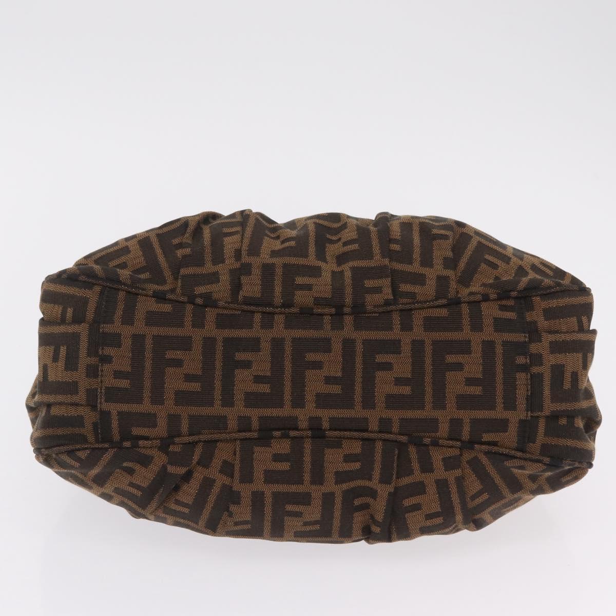 FENDI Zucca Canvas Chain Mia Hand Bag Black Brown Auth yk20978SAV