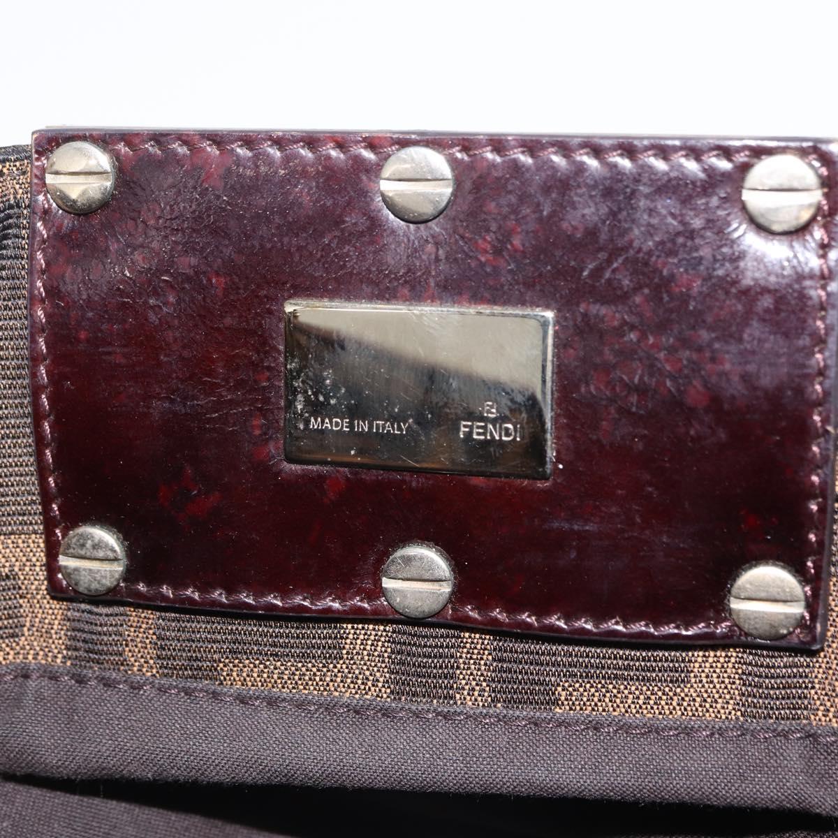 FENDI Zucca Canvas Chain Mia Hand Bag Black Brown Auth yk20978SAV