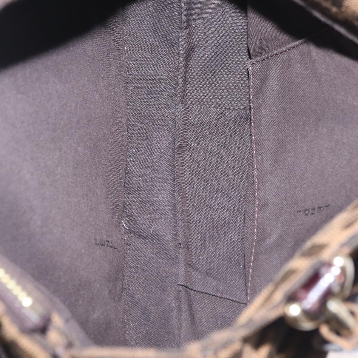 FENDI Zucca Canvas Chain Mia Hand Bag Black Brown Auth yk20978SAV