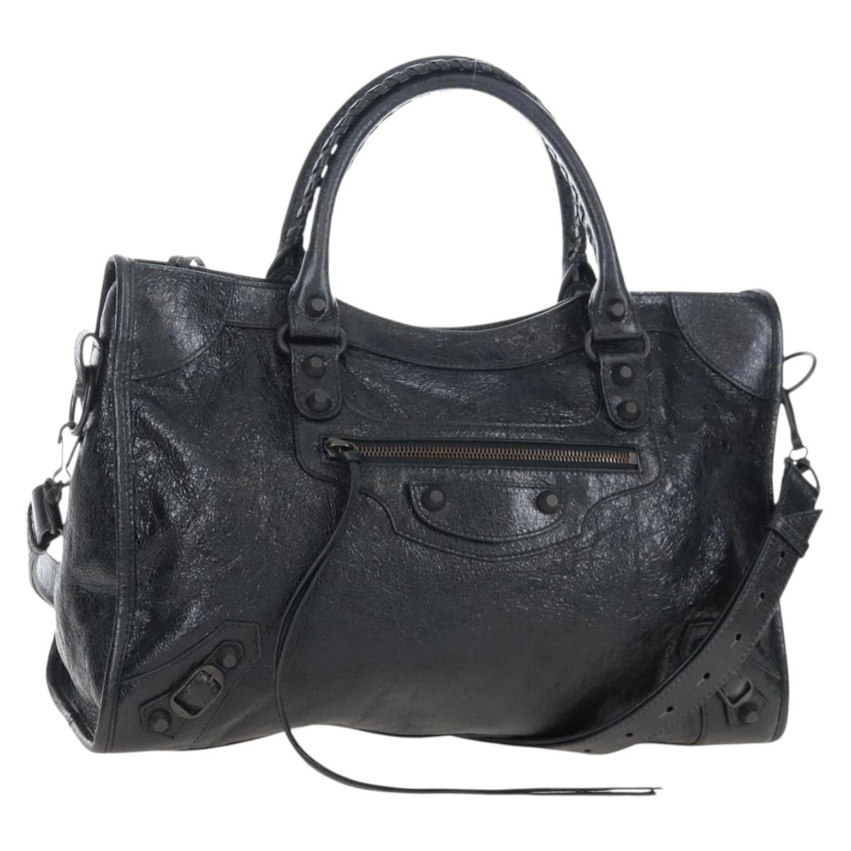 Balenciaga Le City Hand Bag Leather 2way Black 823058 Auth yk20979SAM