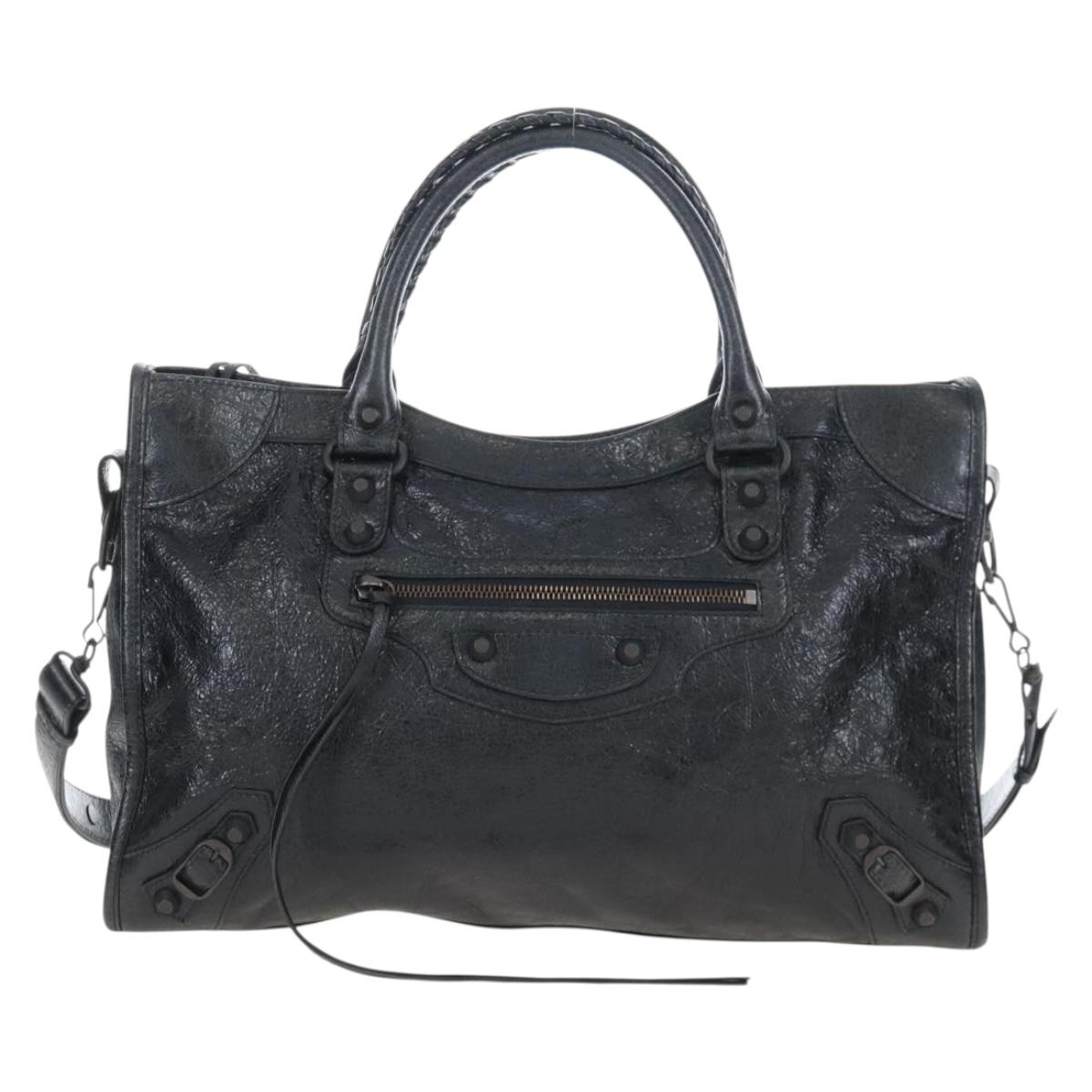 Balenciaga Le City Hand Bag Leather 2way Black 823058 Auth yk20979SAM