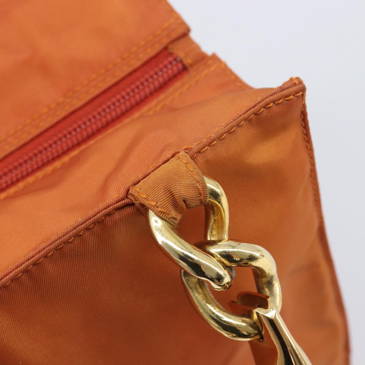 PRADA Hand Bag Nylon Orange Gold Auth yk20984A