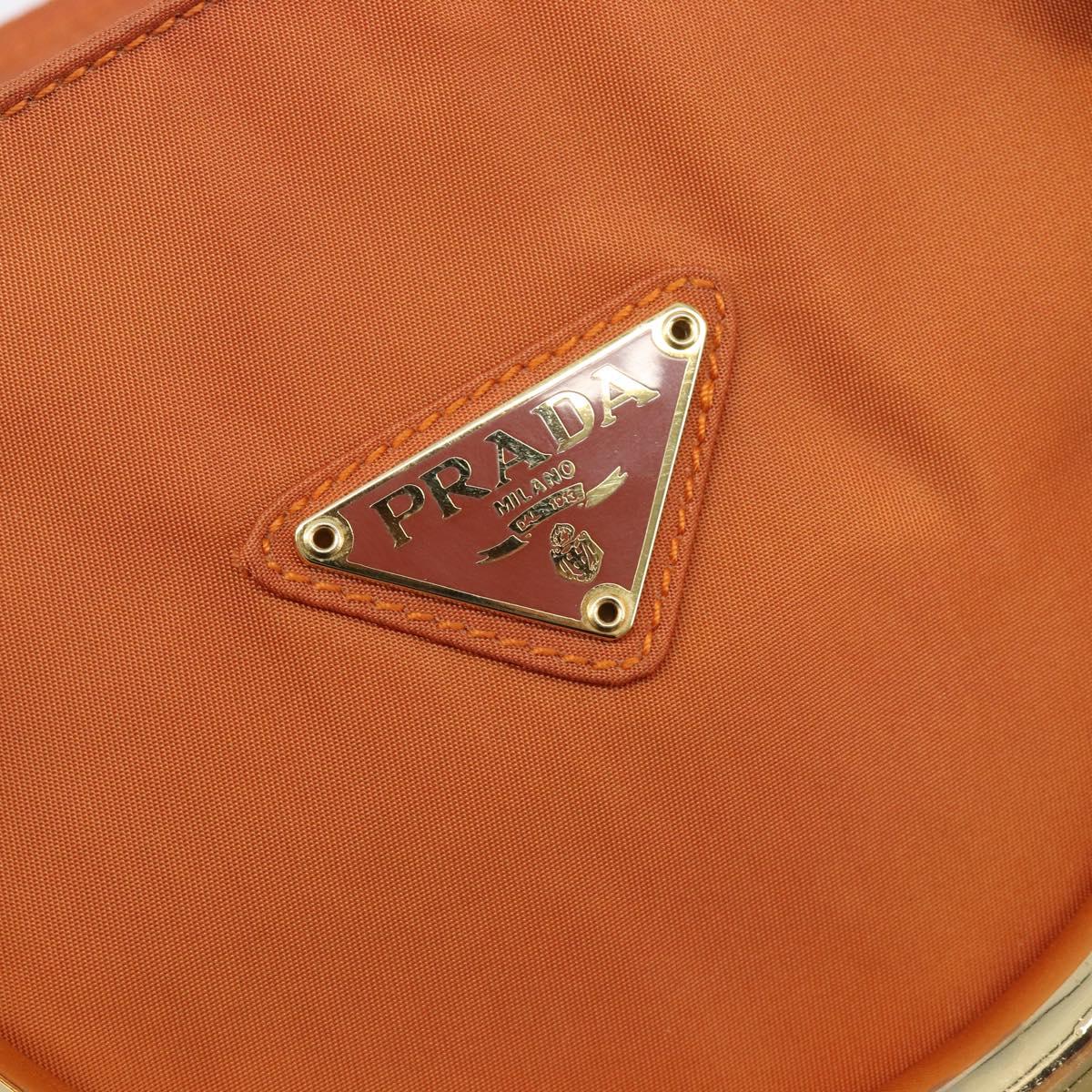 PRADA Hand Bag Nylon Orange Gold Auth yk20984A