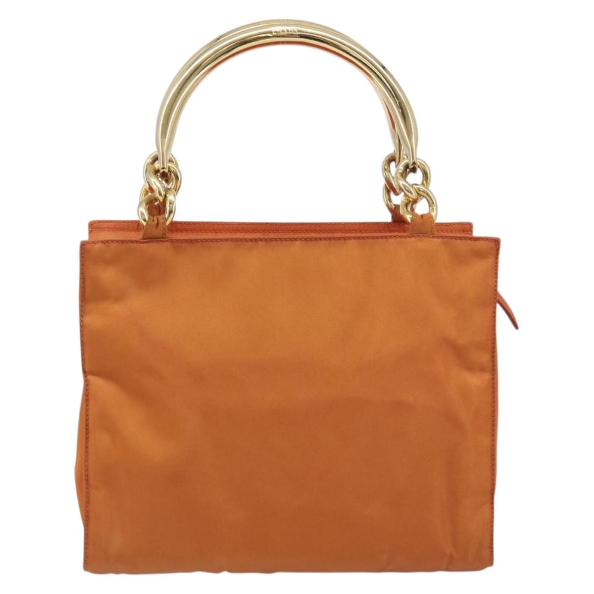 PRADA Hand Bag Nylon Orange Gold Auth yk20984A