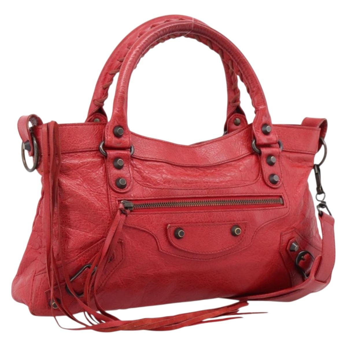 Balenciaga The First Hand Bag Leather 2way Red 103208 Auth yk20986M