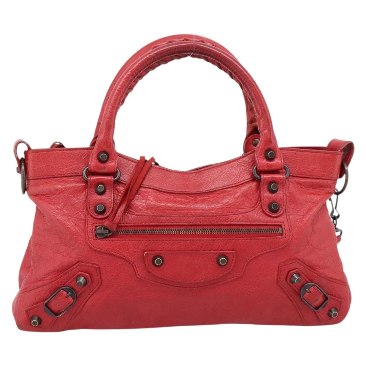Balenciaga The First Hand Bag Leather 2way Red 103208 Auth yk20986M