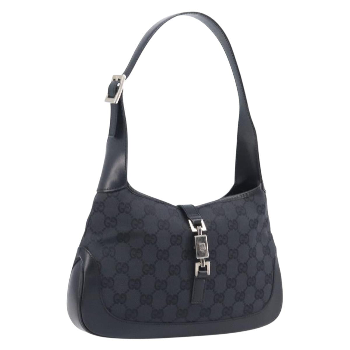 GUCCI Jackie Shoulder Bag GG Canvas Black Silver 001 3735 Auth yk20990V