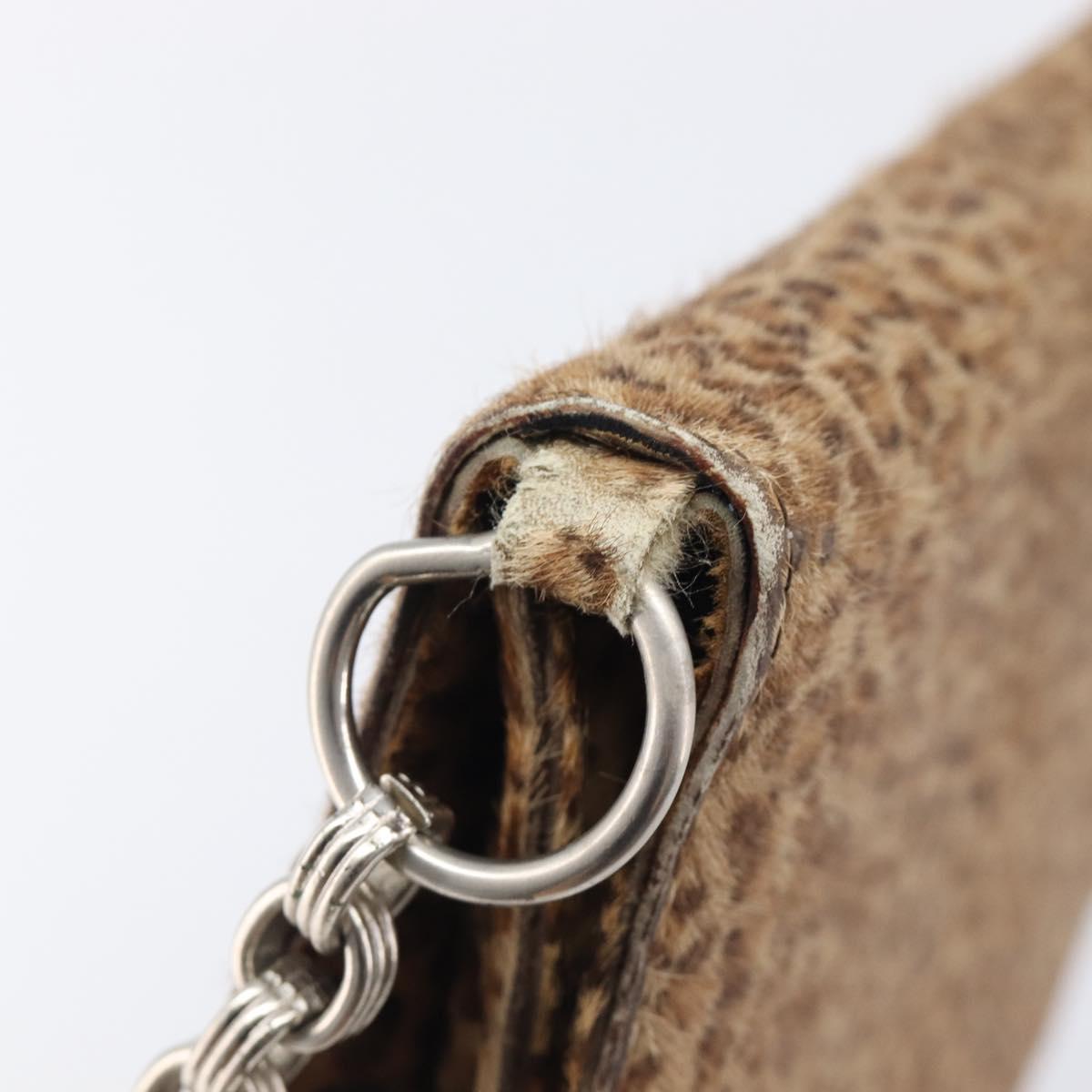 Bottega Veneta Chain Shoulder Bag Harako leather Brown Silver Auth yk21003