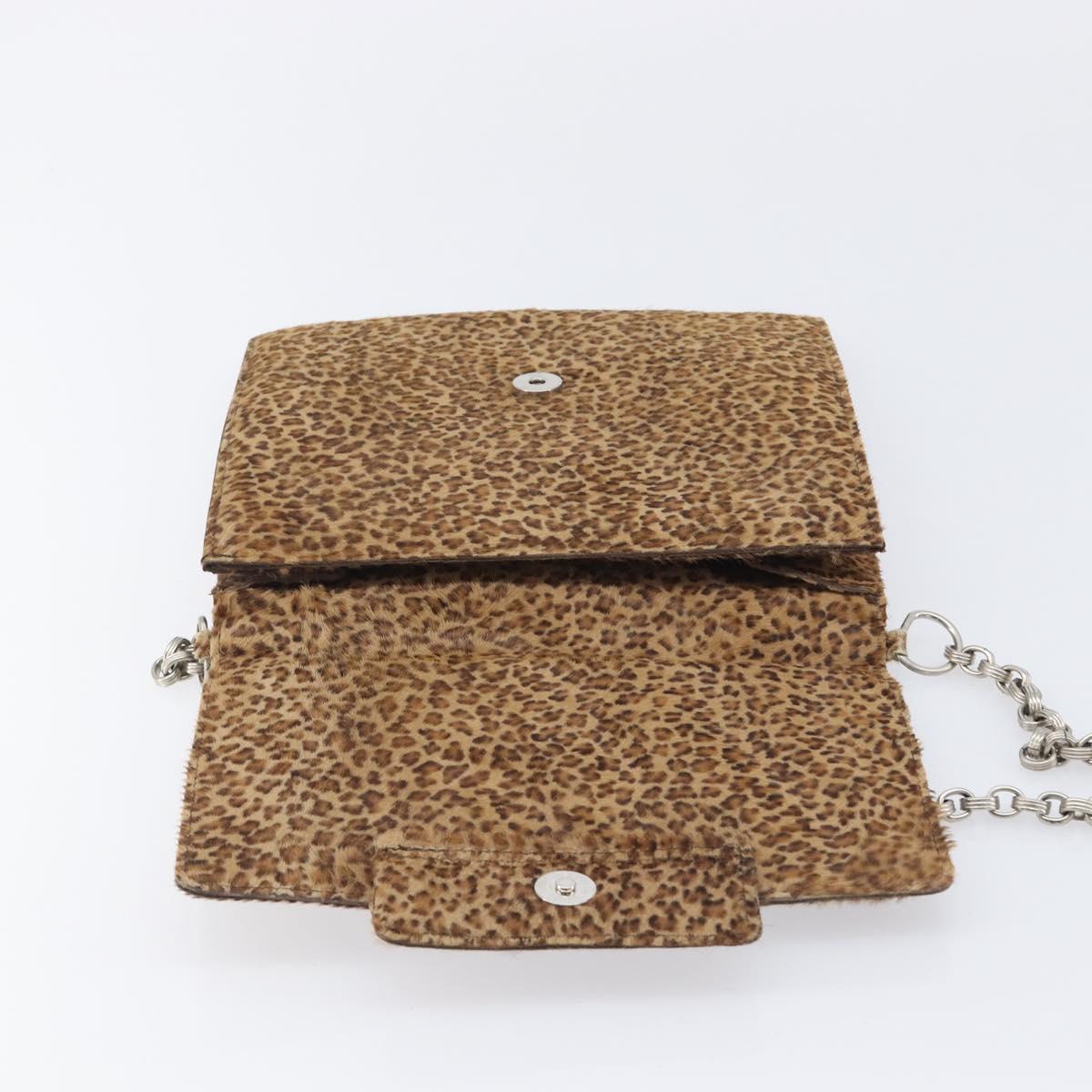 Bottega Veneta Chain Shoulder Bag Harako leather Brown Silver Auth yk21003