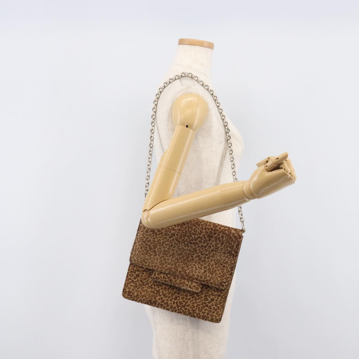 Bottega Veneta Chain Shoulder Bag Harako leather Brown Silver Auth yk21003