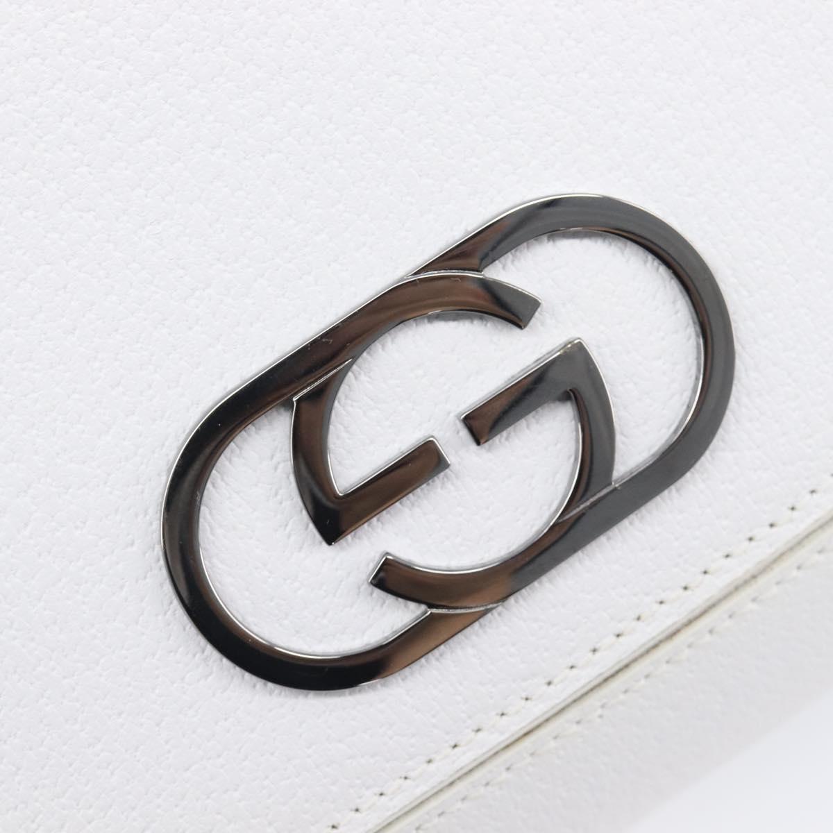 GUCCI Shoulder Bag Leather White Silver 001 3823 Auth yk21008V