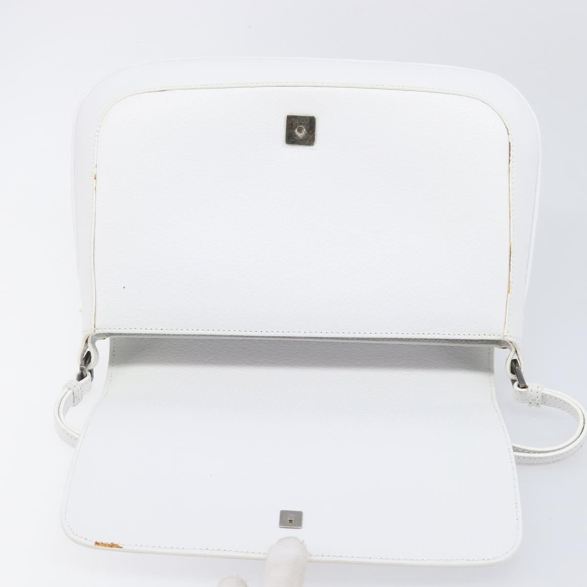 GUCCI Shoulder Bag Leather White Silver 001 3823 Auth yk21008V