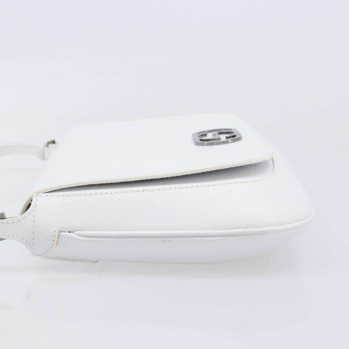 GUCCI Shoulder Bag Leather White Silver 001 3823 Auth yk21008V