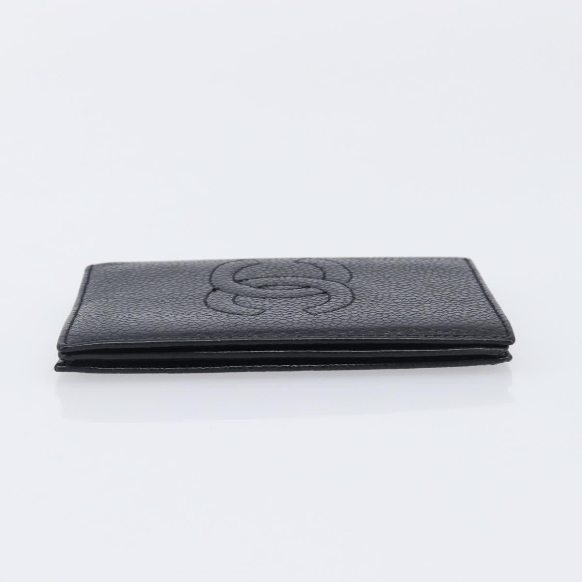 CHANEL COCO Mark Card Case Caviar Skin Black CC Auth yk21009M