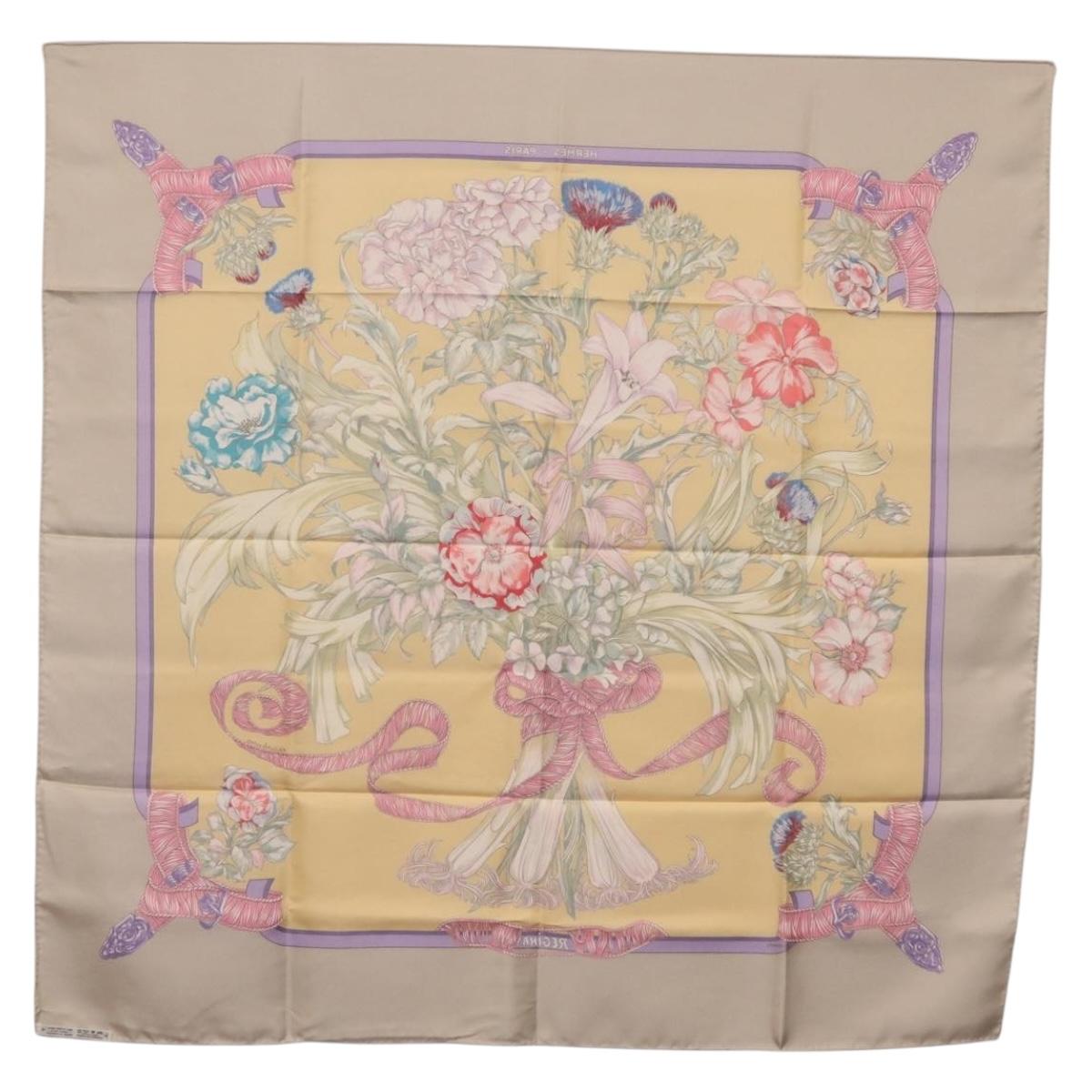 HERMES Carre 90 Scarf ""LES TAMBOURS"" Silk Yellow Auth yk21013M