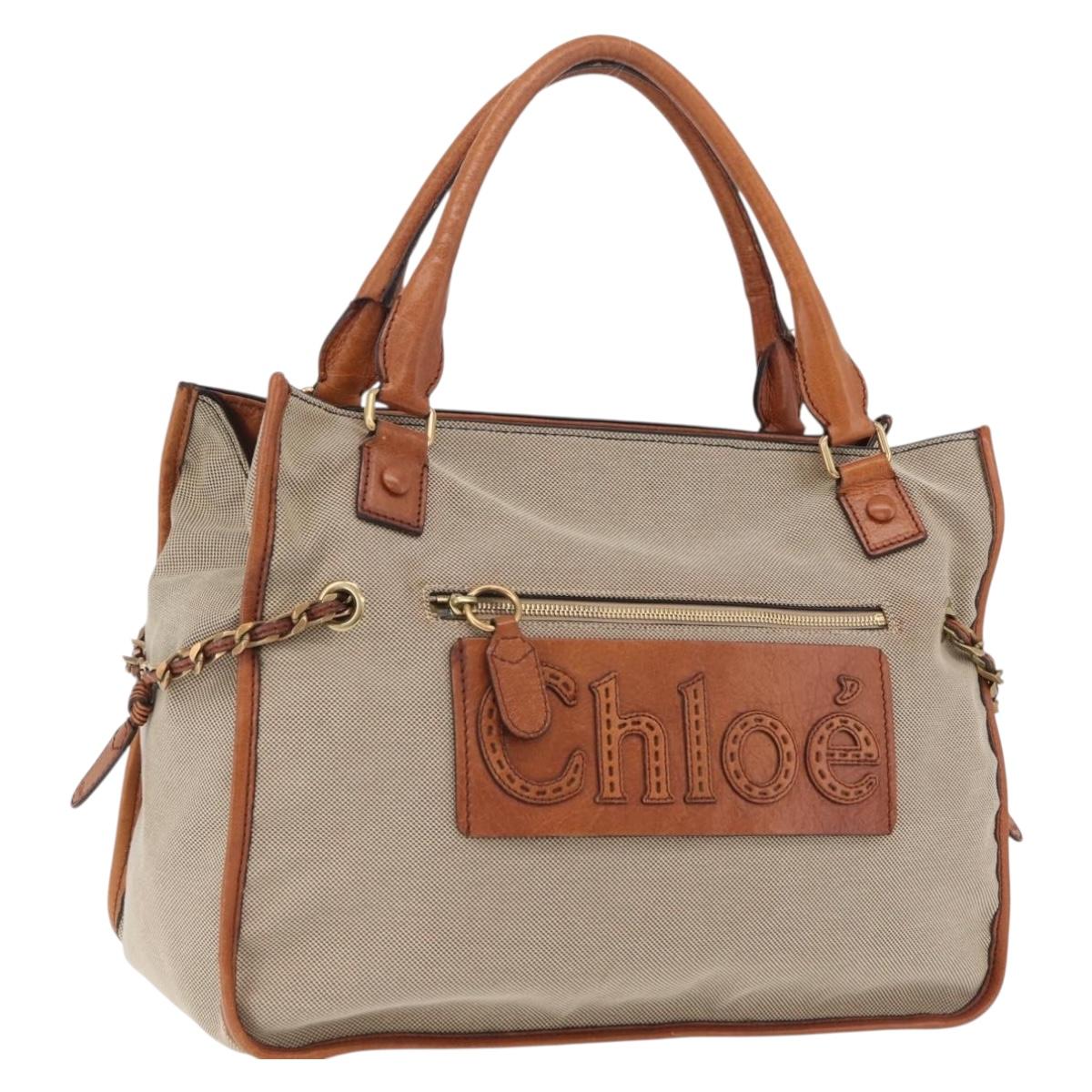 Chloe Harley Hand Bag Canvas Leather Beige Gold Auth yk21014V