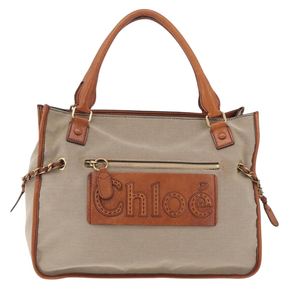 Chloe Harley Hand Bag Canvas Leather Beige Gold Auth yk21014V