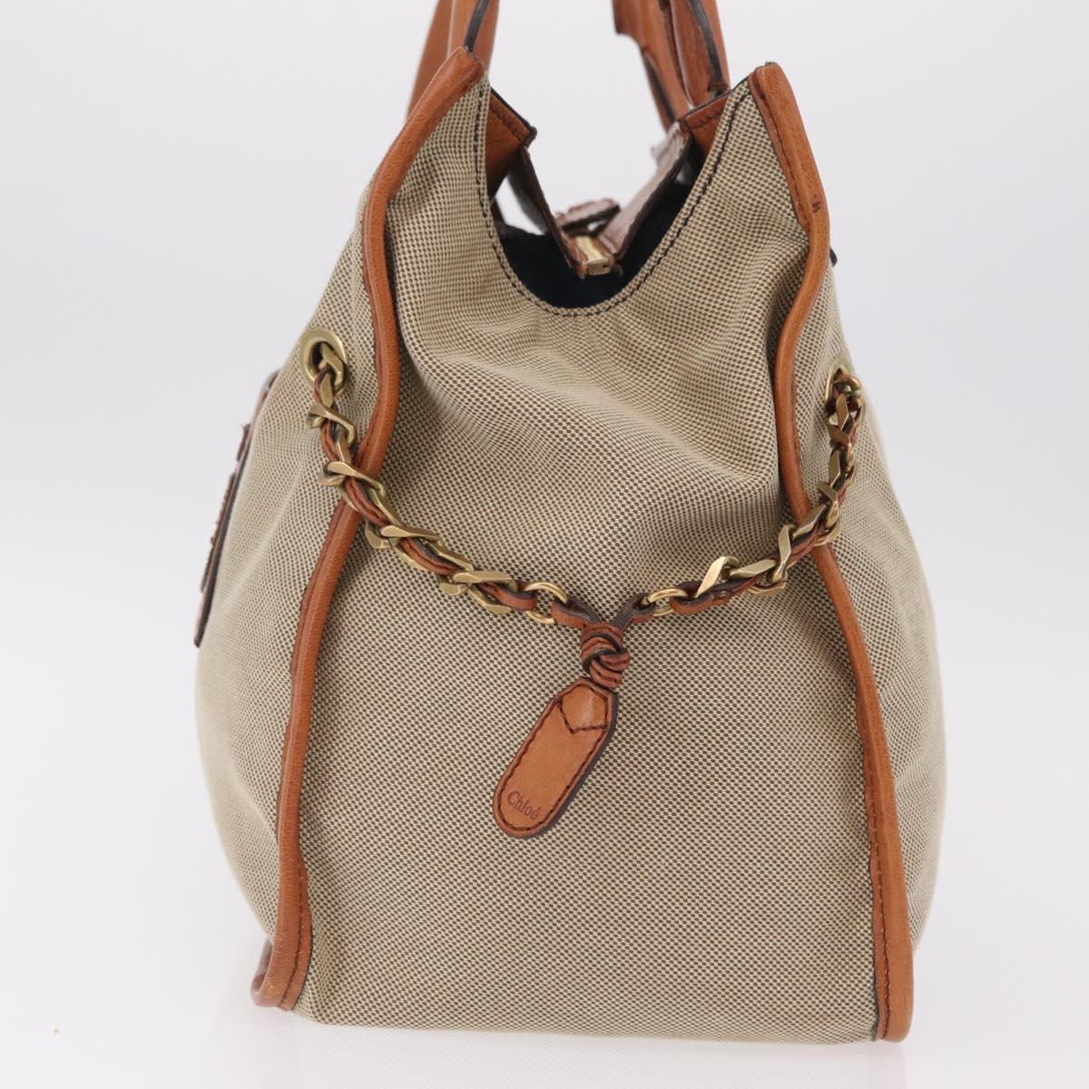 Chloe Harley Hand Bag Canvas Leather Beige Gold Auth yk21014V