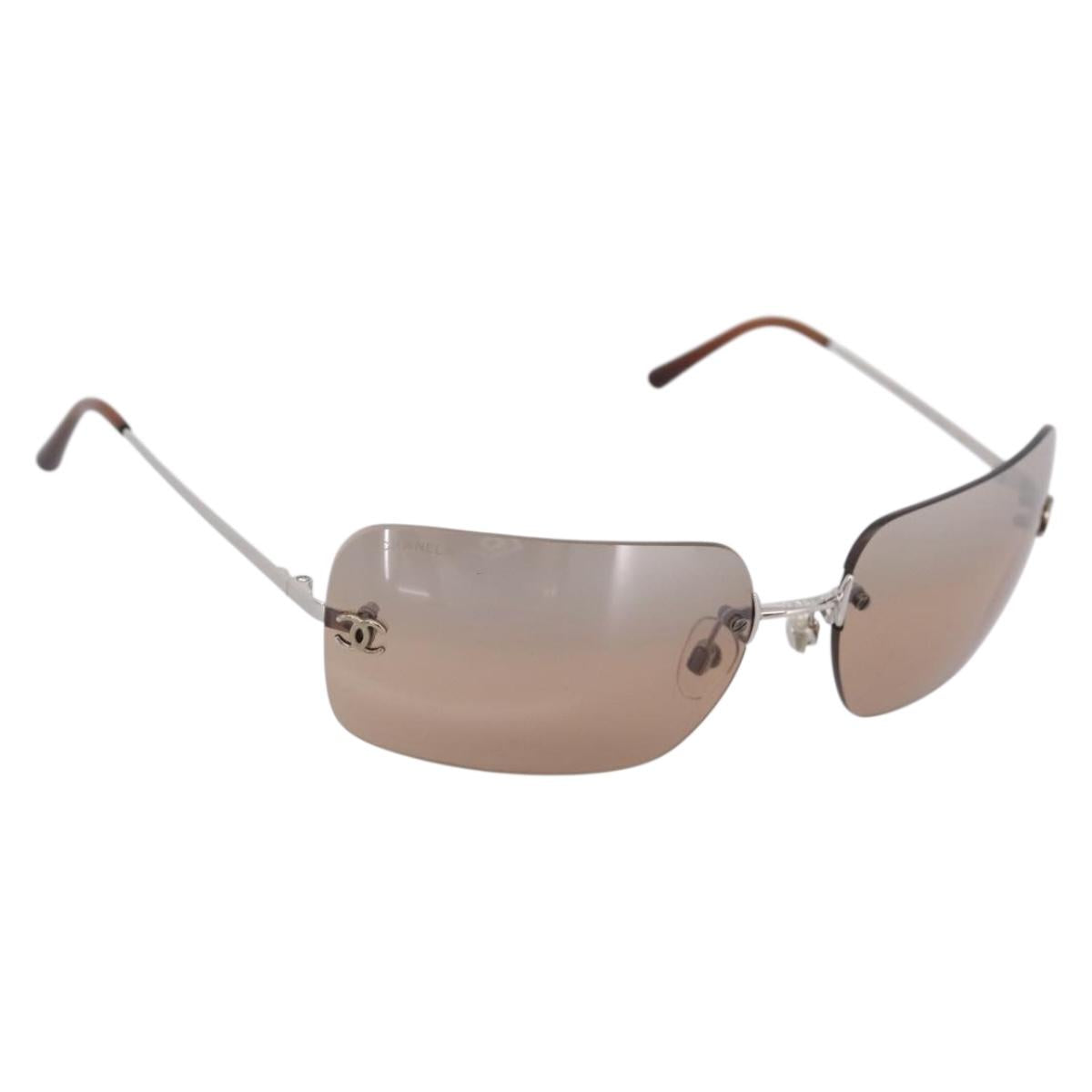 CHANEL Sunglasses metal Silver CC Auth yk21018M
