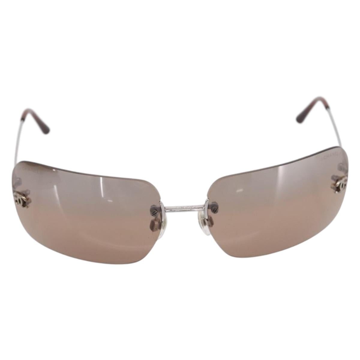 CHANEL Sunglasses metal Silver CC Auth yk21018M