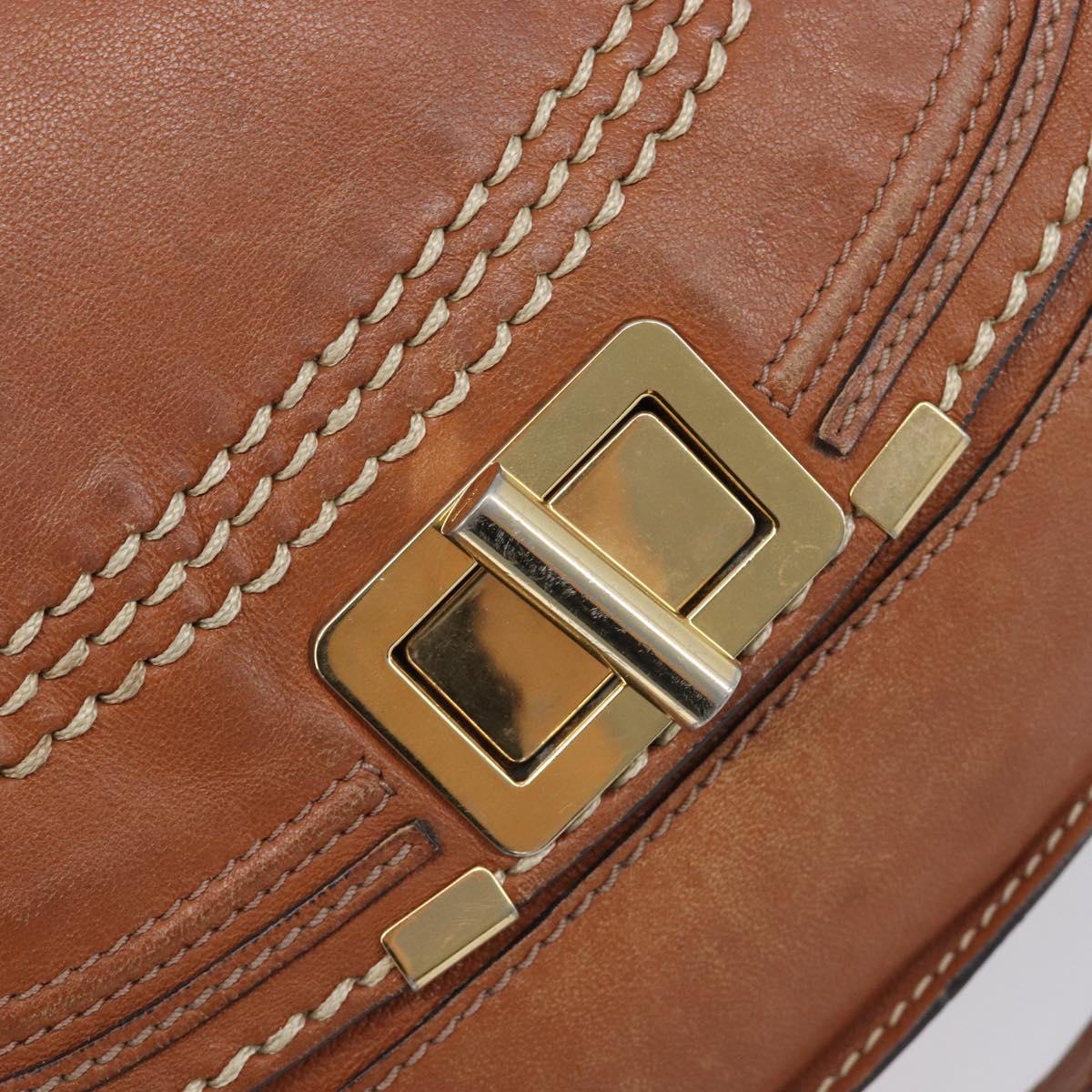 Chloe Marcie Hand Bag Leather 2way Brown Gold Auth yk21022