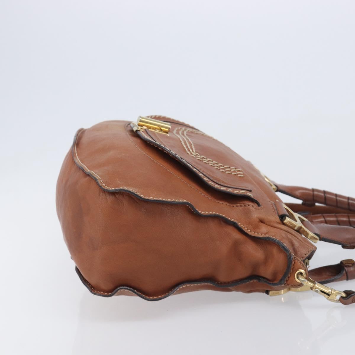 Chloe Marcie Hand Bag Leather 2way Brown Gold Auth yk21022