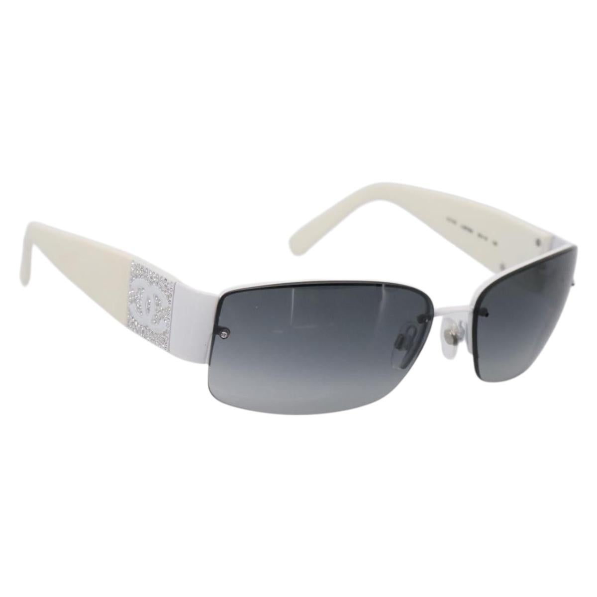 CHANEL Sunglasses plastic White CC Auth yk21023M
