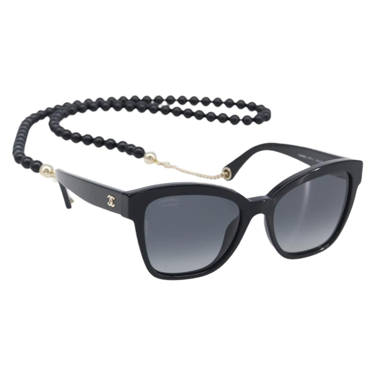 CHANEL Sunglasses plastic Black CC Auth yk21025M