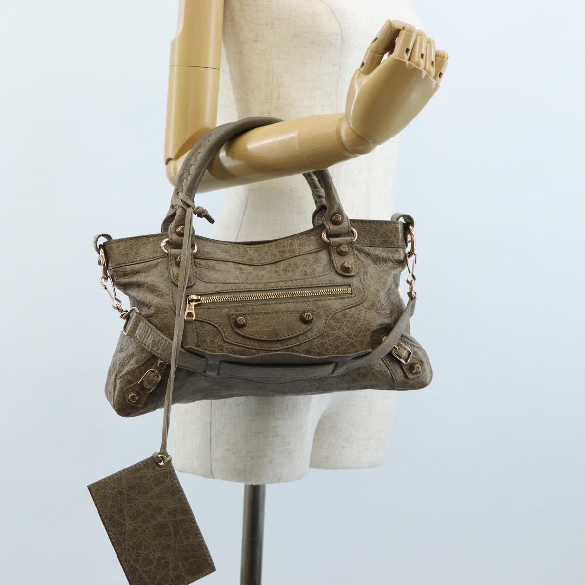 Balenciaga The Giant First Hand Bag Leather 2way Beige 285433 Auth yk21029SAM