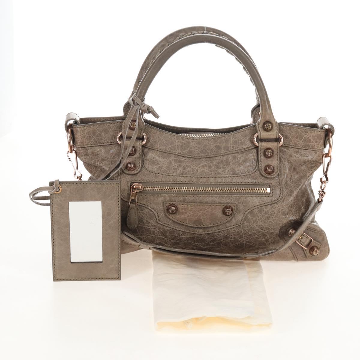 Balenciaga The Giant First Hand Bag Leather 2way Beige 285433 Auth yk21029SAM