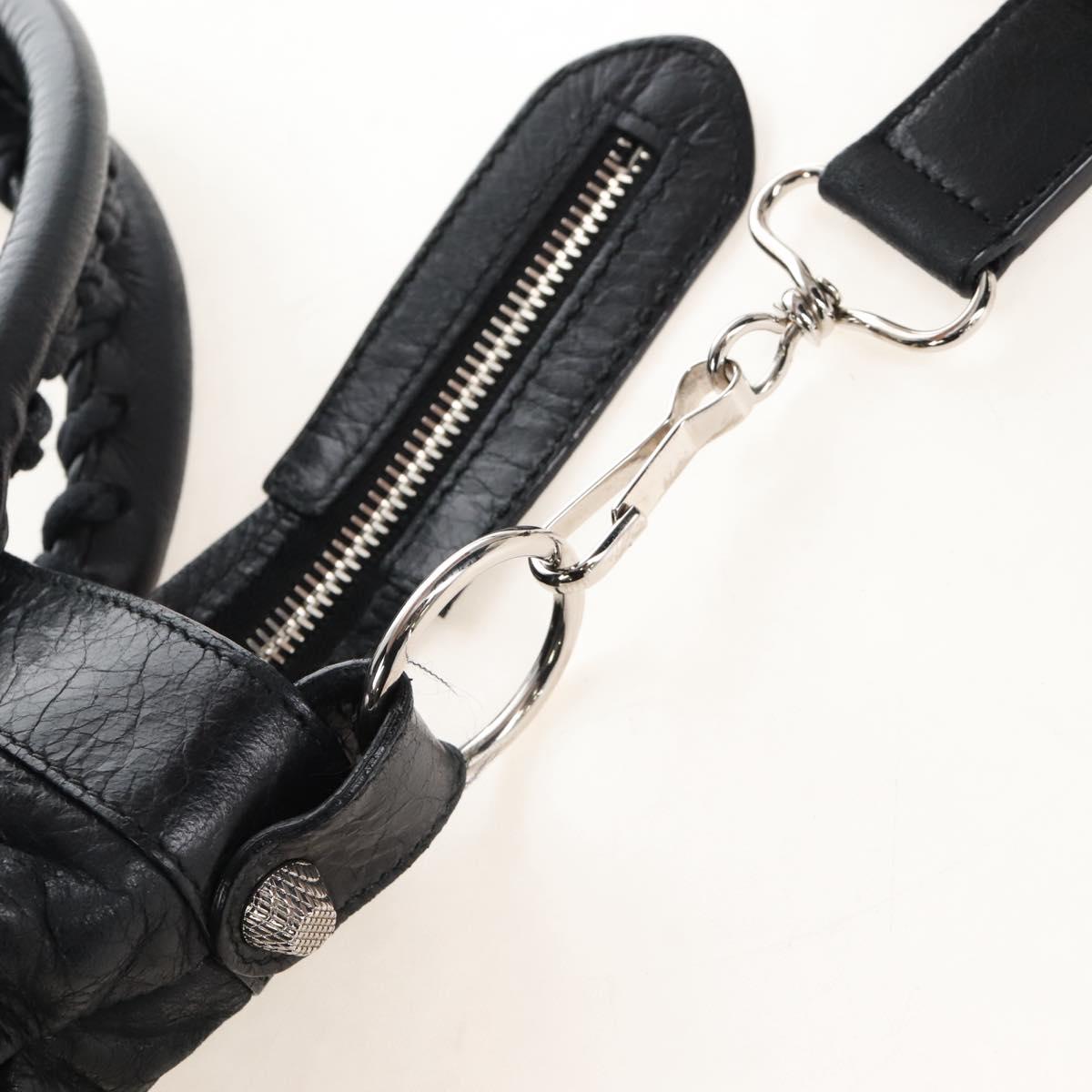 Balenciaga The Giant Town Hand Bag Leather 2way Black 240578 Auth yk21030M
