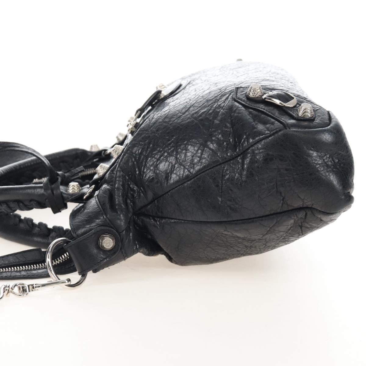 Balenciaga The Giant Town Hand Bag Leather 2way Black 240578 Auth yk21030M