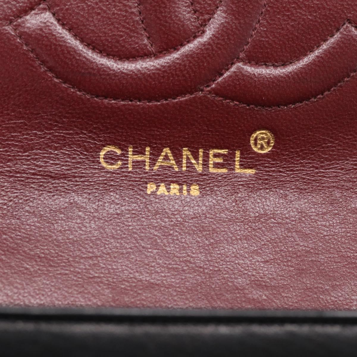 CHANEL Matelasse Chain Hand Bag Lamb Skin Black Gold Tone CC Auth yk21031M