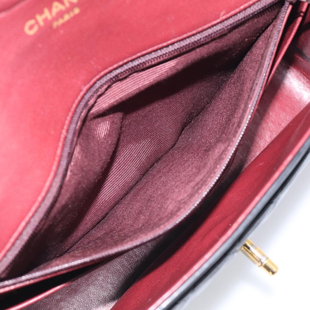 CHANEL Matelasse Chain Hand Bag Lamb Skin Black Gold Tone CC Auth yk21031M