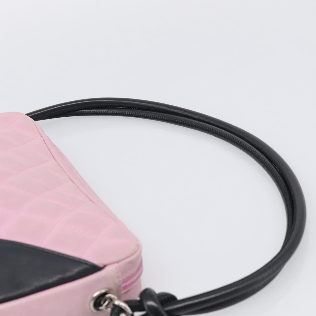 CHANEL Cambon Line Hand Bag Leather Pink Silver CC Auth yk21032V