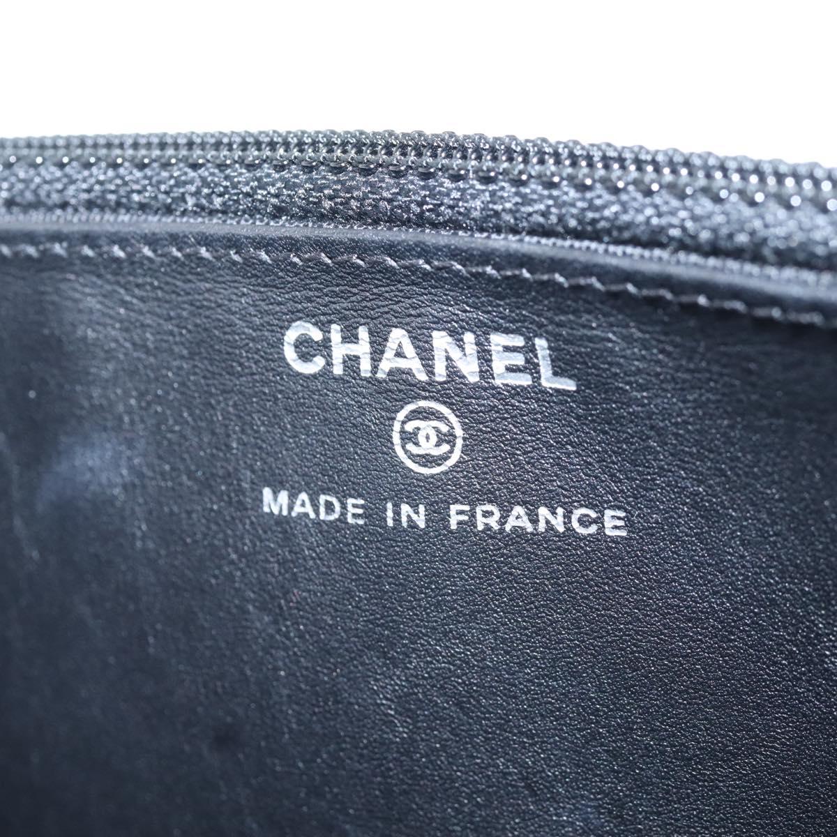 CHANEL Rhinestone Turn Lock Chain Bag Tweed Beads Black Silver CC Auth yk21033SM