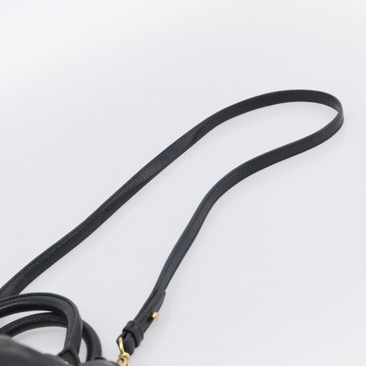 Miu Miu Hand Bag Leather 2way Black Gold Auth yk21036M