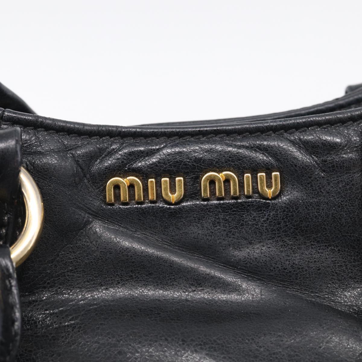 Miu Miu Hand Bag Leather 2way Black Gold Auth yk21036M