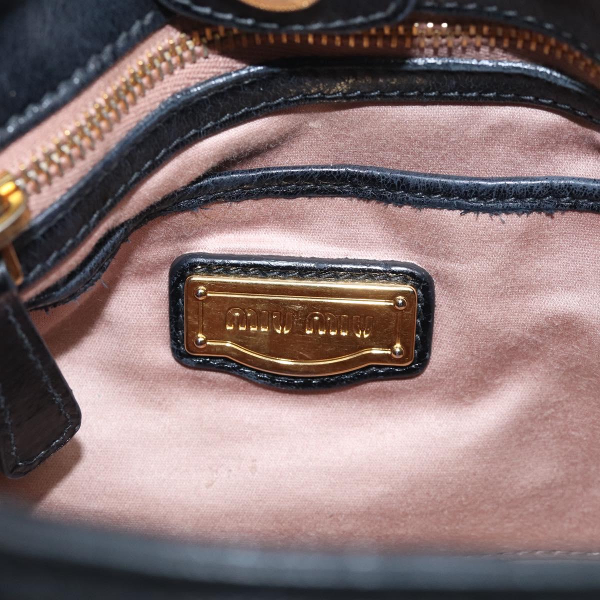 Miu Miu Hand Bag Leather 2way Black Gold Auth yk21036M