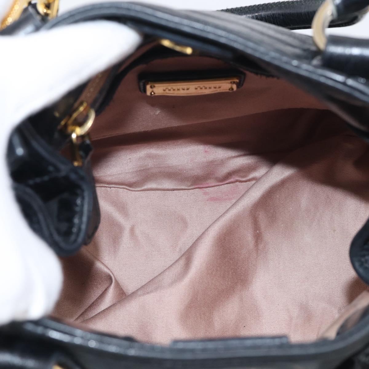 Miu Miu Hand Bag Leather 2way Black Gold Auth yk21036M