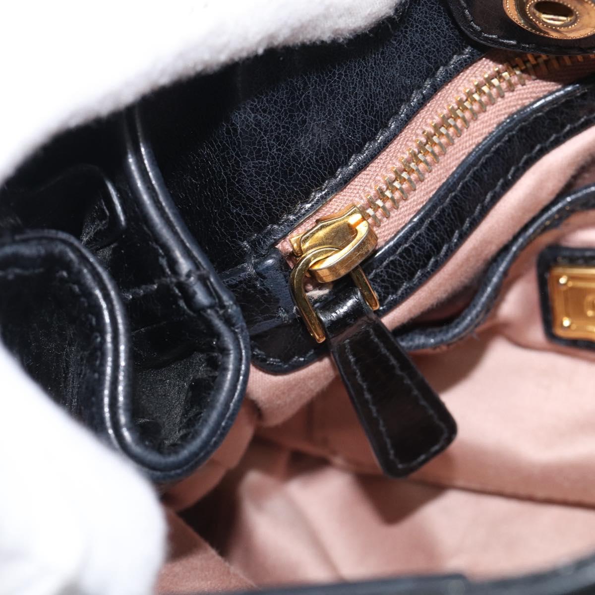 Miu Miu Hand Bag Leather 2way Black Gold Auth yk21036M