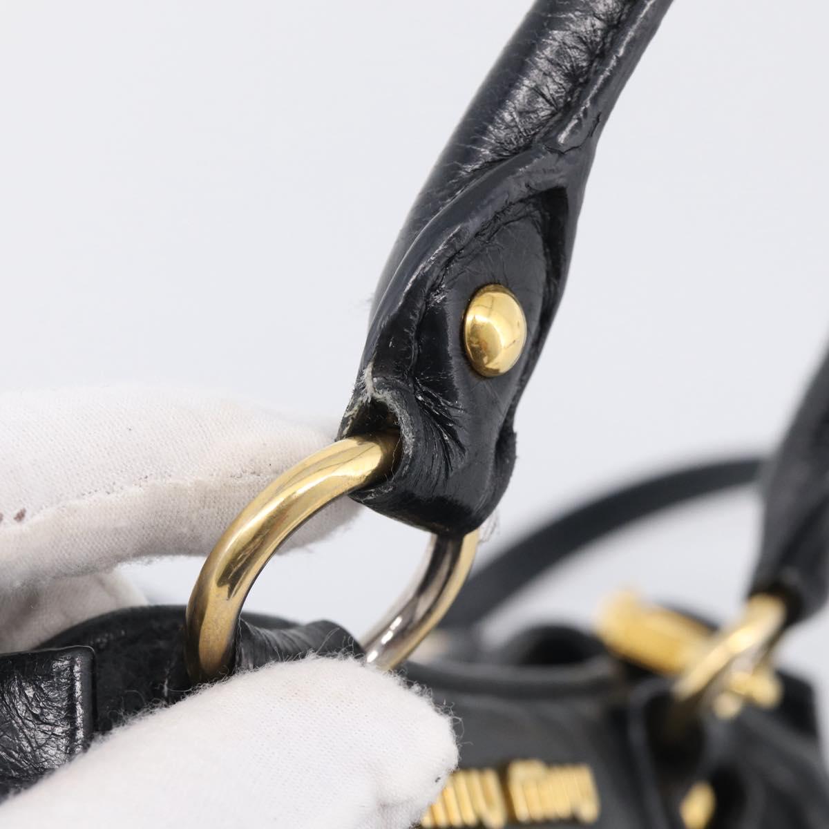 Miu Miu Hand Bag Leather 2way Black Gold Auth yk21036M