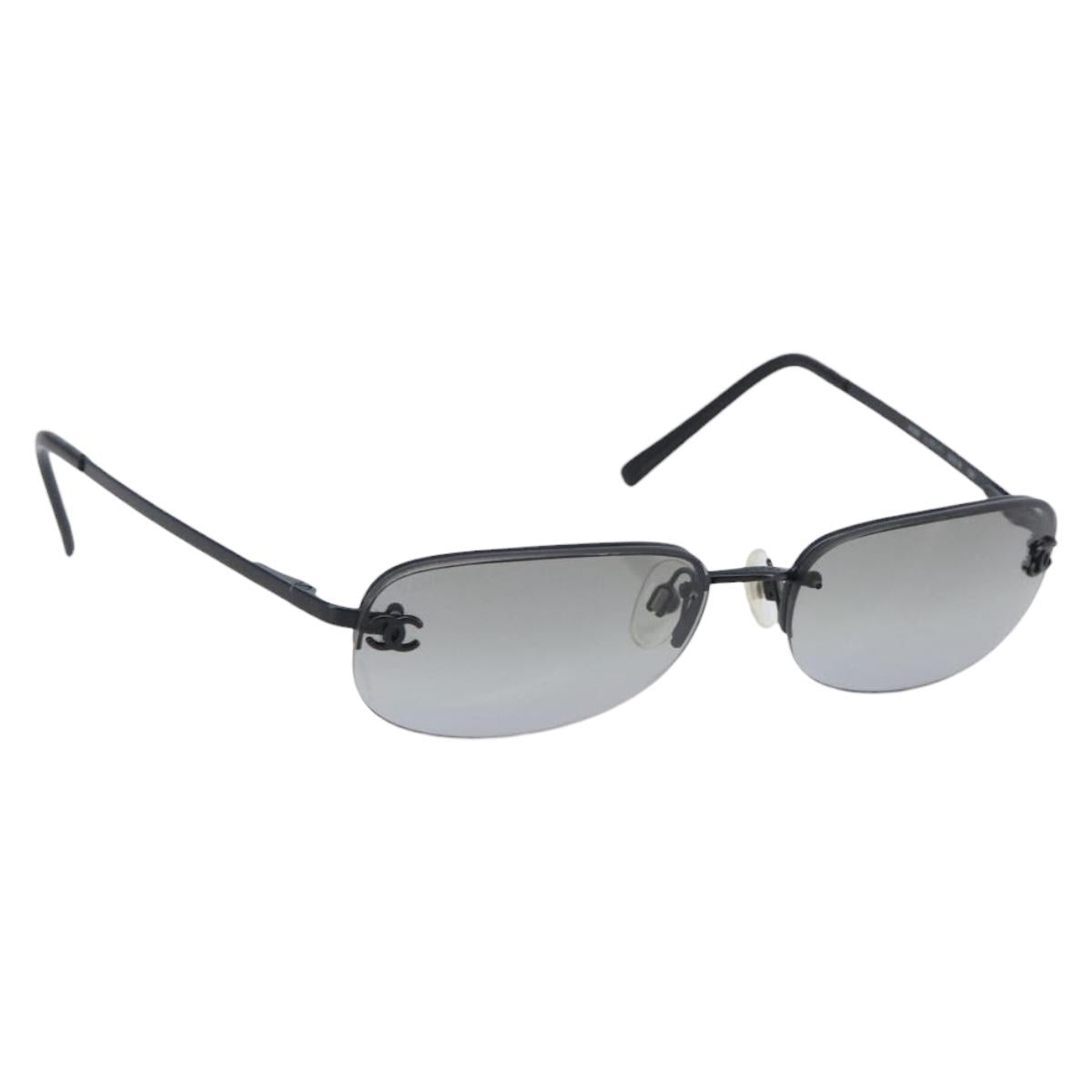CHANEL Sunglasses Metal Black CC Auth yk21042M