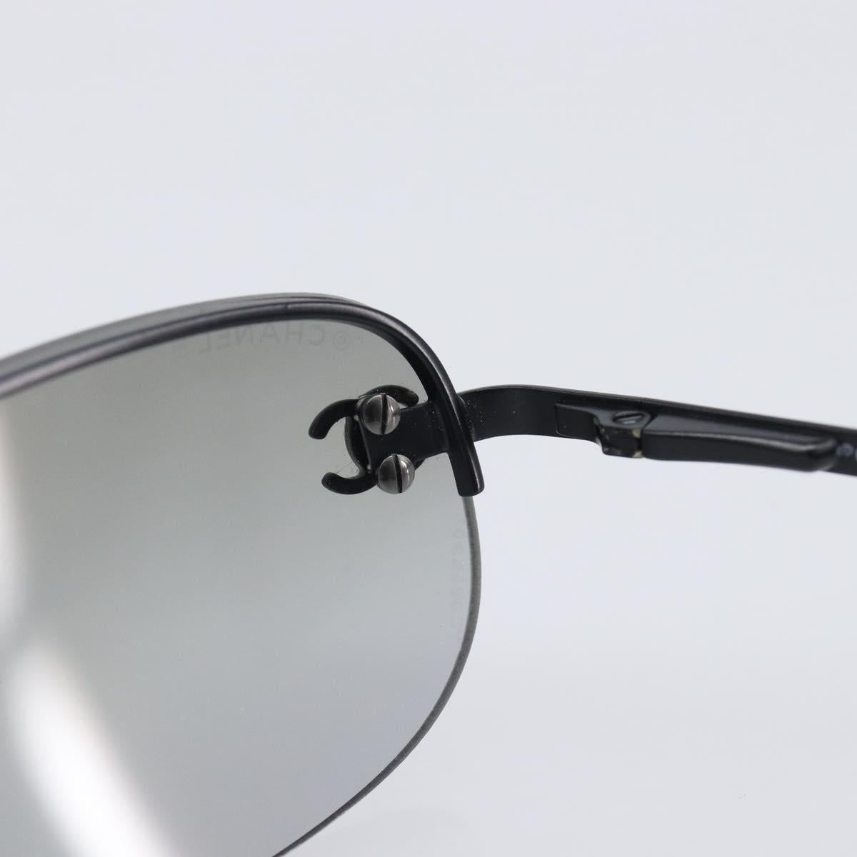 CHANEL Sunglasses Metal Black CC Auth yk21042M