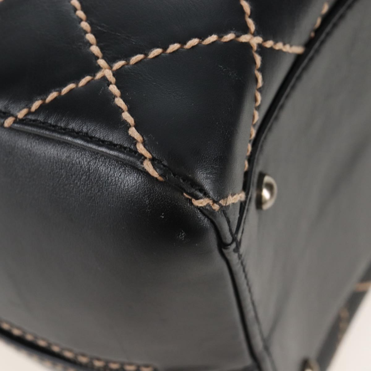 CHANEL Wild Stitch Boston Bag Leather Black Gold CC Auth yk21043SAM