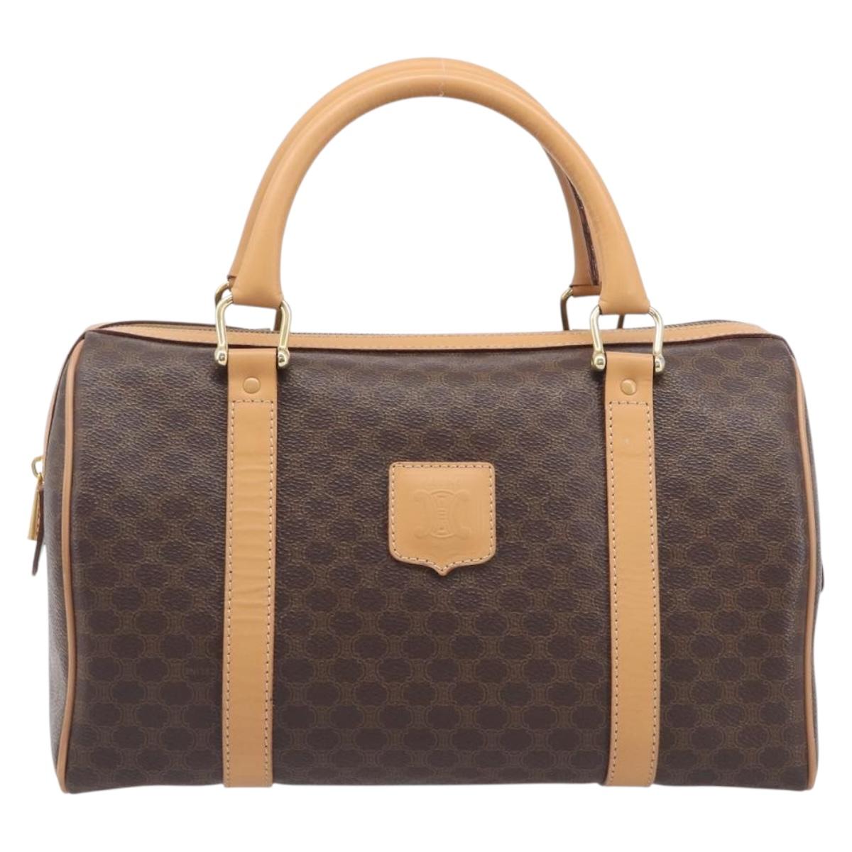CELINE Macadam Canvas Hand Bag PVC Leather Brown Gold Auth yk21046V