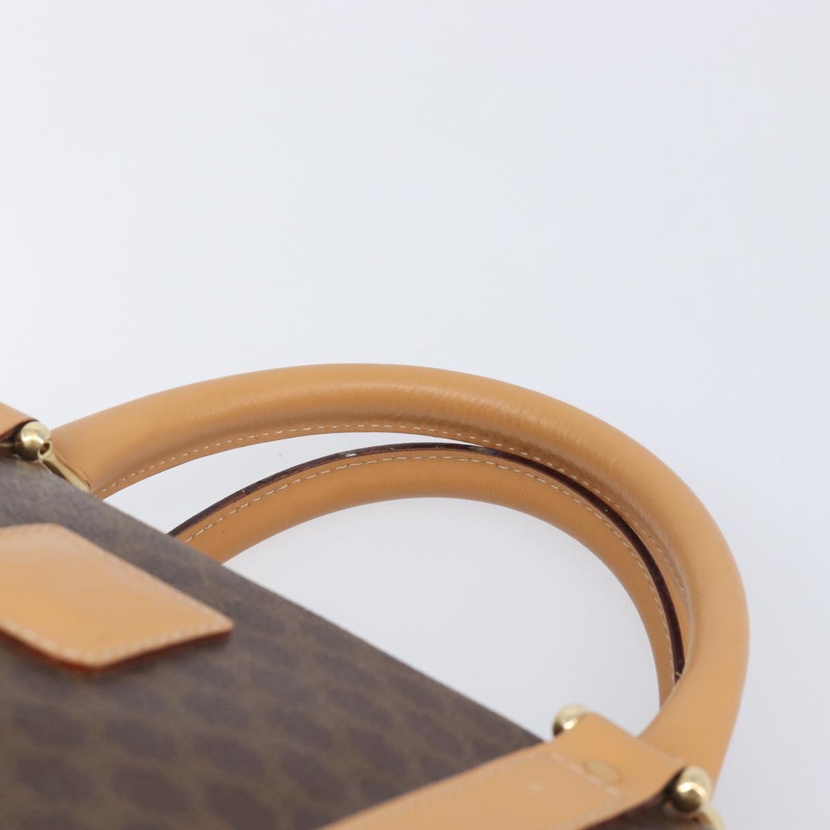 CELINE Macadam Canvas Hand Bag PVC Leather Brown Gold Auth yk21046V