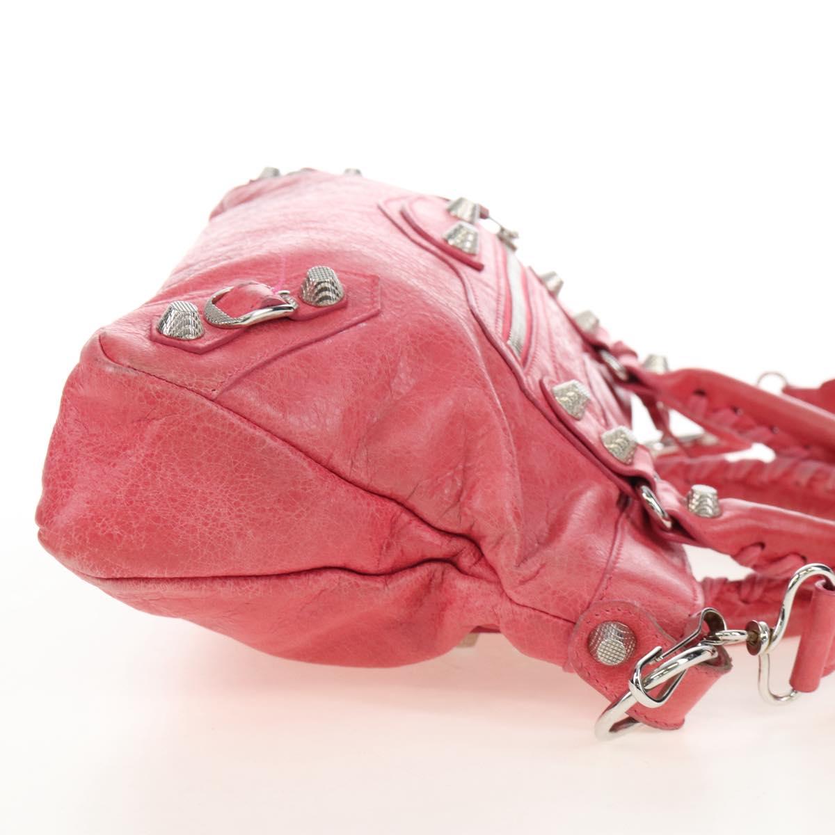 Balenciaga Giant The First Bag Leather 2way Pink Silver 240577 Auth yk21047M