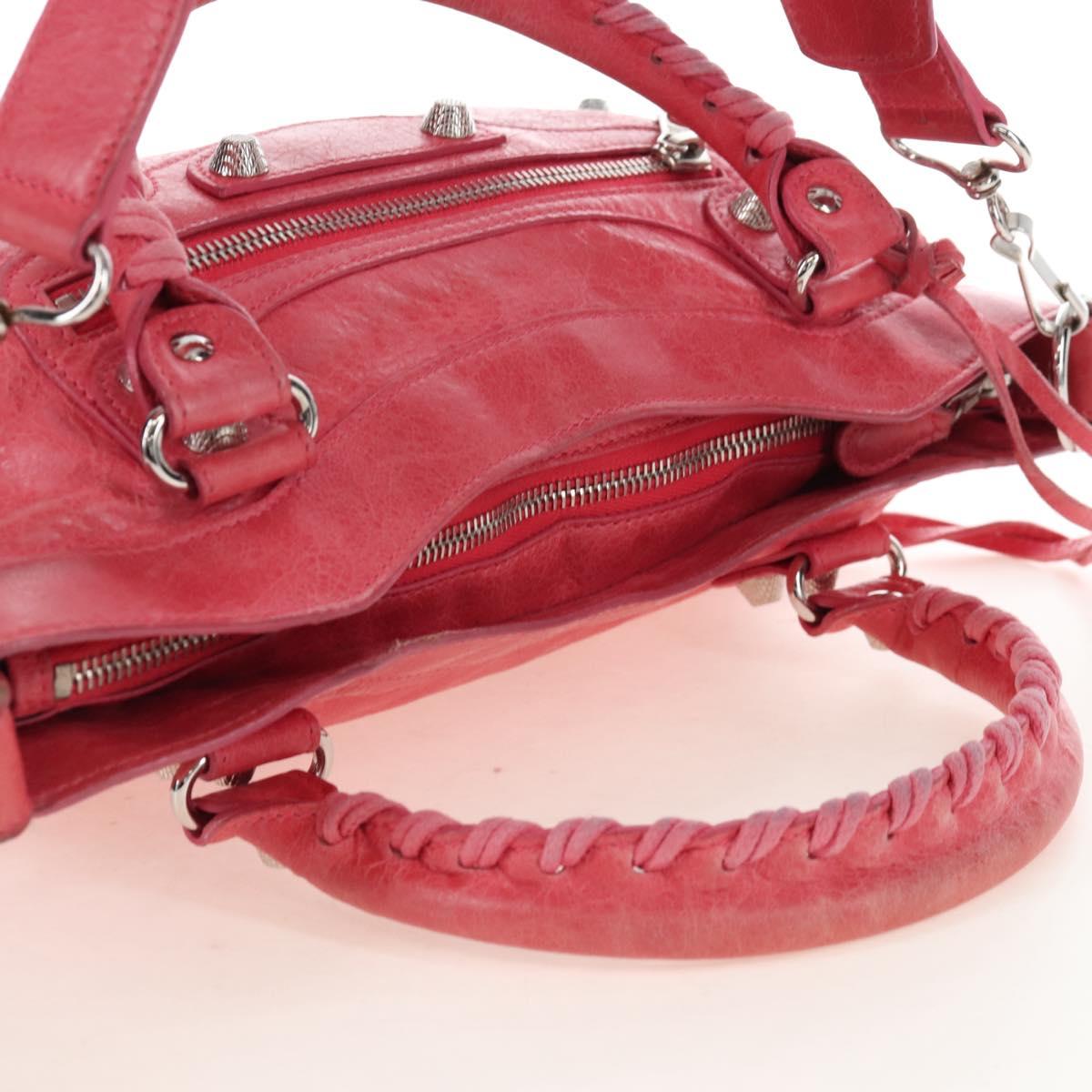 Balenciaga Giant The First Bag Leather 2way Pink Silver 240577 Auth yk21047M