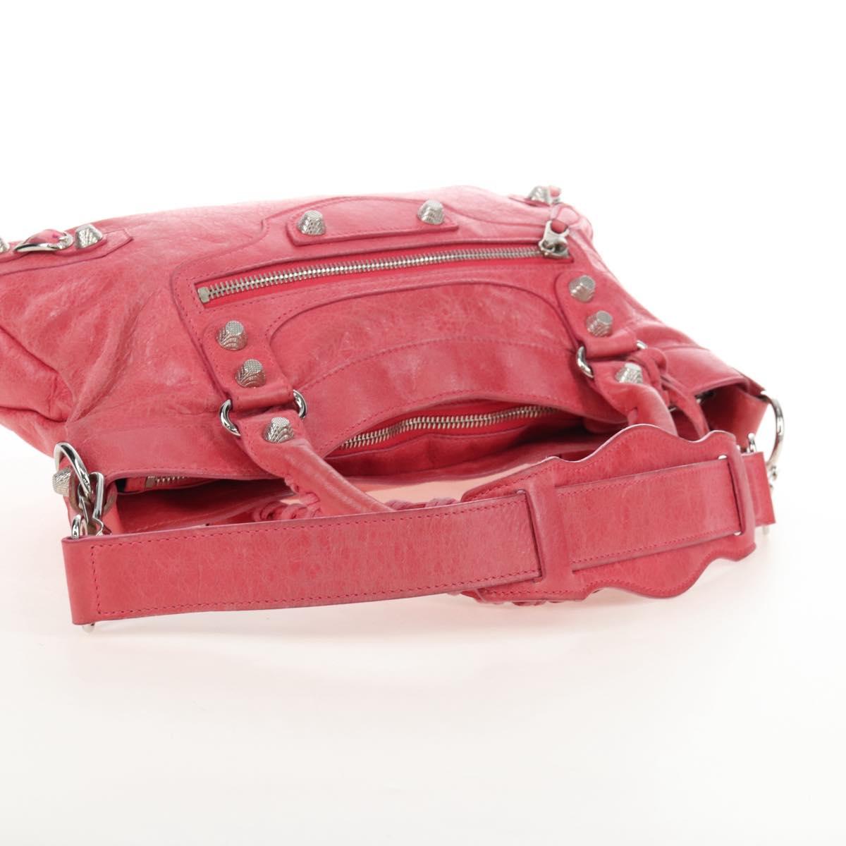 Balenciaga Giant The First Bag Leather 2way Pink Silver 240577 Auth yk21047M